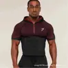 Ropa Deportiva con Capucha de Manga Larga Popular para Hombre, Fitness, Secado Rápido, Transpirable, Elástica, Media Cremallera, Ropa de Entrenamiento Gymshark