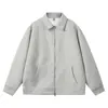 Suéter Cardigan com Lapela Qilin Masculino Primavera Cor Sólida Marca da Moda Simples Jaqueta com Zíper Duplo Top Solto Retrô Americano