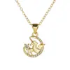 Collar Colgante Flor Luna Unicornio Sol Más Vendido Transfronterizo para Mujer Set de Cobre Collar de Circonita Accesorios para Collar