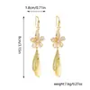 Aretes Colgantes Largos con Borla de Flor Pequeña de Piedra Ojo de Gato para Mujer Diseño con Sentido Popular en Internet Aretes Versátiles Nuevos Aretes de Moda