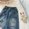 Jeans para niñas timo 2026 otoño nuevo elegantes bordados holgados rectos versátiles casuales modernos
