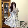 Vestido Florido Quadrado com Mangas Bufantes Estilo Francês para Chá da Tarde Feminino, Tendência de Vestido Curto Cintura Marcada Estilo Resort Novo Verão 2026