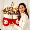 Meia de Natal transfronteiriça novo produto Guirlanda de Meia de Natal Guirlanda de luva de Natal artesanato de resina com luz
