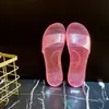 Chinelos de Cristal Femininos Plástico Transparente Cola Sobre Congelado Salto Baixo Estilo Coreano Interno Casa Dia de Verão Peça Única Moldagem