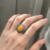 Anillo viejo de plata S925 con forma de huevo, patrón incrustado de cera de abeja, estilo Joker retro, estilo nacional, nuevo chino J12809