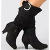 Botas de mujer de fábrica para comercio exterior, tallas 40-44, tacón alto, cálidas, talla grande, botas de caña alta