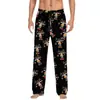 Pantalones de pijama casuales con cordón para hombre y mujer con estampado de dibujos animados para parejas, pantalones caseros personalizables