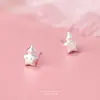 Bonita Gorra de Dormir Infantil Pendientes de Estrella Plata de Ley S999 para Mujer Simples Versátiles Estudiante Pendientes de Plata Mate