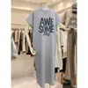 Nuevo estilo de verano, camiseta de manga corta, vestido largo para mujer, versión coreana, corte holgado, talla grande, adelgazante, se puede usar como prenda exterior, moderno