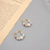 Pendientes de Perla de Piedra Shoushan Color Dopamina para Mujer 2024 Nuevo Diseño con Sentido Pendientes Calientes Primavera y Verano Regalo