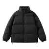 Jaqueta de algodão estilo casal cor sólida transfronteiriça outono e inverno estilo quente versão pública jaqueta acolchoada de algodão com gola alta estilo casaco masculino engrossado