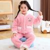 Meninas Novo inverno flanela pijamas terno bebê meninas outono e inverno engrossado quente cardigan roupas para casa conjunto de duas peças