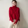Novo Suéter Feminino de Cashmere Gola Alta Cor Sólida, Pulôver Grosso Solto com Padrão de Diamante, Emagrecedor Versátil Quente Amigo da Pele