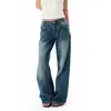 Jeans Wide Leg Lavado Retrô Americano para Mulheres Tendência Versátil Novo Estilo Fluido Versátil Casual Calças de Comprimento Total