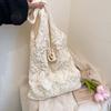 Estilo Florestal Estilo Preguiçoso Sair Bolsa Tricotada Feminina Recortes Lã Tricotada Grande Capacidade Bolsa de Ombro Sacola Tote para Trabalho Moderna