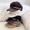 Sombrero de Calabaza de Cuero PU con Hebilla Guofeng Ruyi Gorra de Lana Australiana para Niños de Otoño e Invierno Gorra de Boina Versátil para Todo