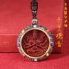 Venta al por mayor de fábrica de cinabrio natural de alto contenido, colgante de Buda del año de nacimiento, collar de ocho dioses guardianes con incrustaciones de thangka