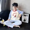 Conjunto de pijama de manga larga de imitación de algodón lindo para primavera y otoño, ropa para el hogar para padres e hijos, para niñas y niños de 15 años