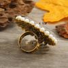 Anillo de Estilo Étnico Bohemio Exagerado de Personalidad Retro de Alta Calidad, Moda Europea y Americana Diseño Creativo con Diamantes y Perlas, Ajustable