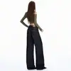 Jeans de pierna ancha talla grande para mujer, de algodón lyocell azul oscuro transfronterizos, nuevo estilo liso de pierna recta con caída para principios de otoño de 2026