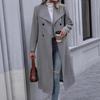 Casaco de Lã Europeu e Americano Feminino de Inverno Transfronteiriço, Casaco Longo Slim-Fit Elegante Casual com Lapela à Prova de Vento de Botão Duplo para Mulheres