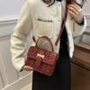 Bolsa quadrada pequena texturizada de cor sólida simples estilo coreano bolsa feminina 2024 outono nova bolsa transversal de estilo ocidental da moda distinta