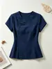 26 Verão Nova Moda High-end Design Francês Estilo Nicho Camisa de Botão Casual Feminina Top Camiseta