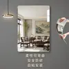 Pegatina de espejo flexible con esquinas redondeadas, autoadhesiva, flexible, irrompible, espejo suave para uso doméstico, no requiere taladro, espejo de cuerpo entero de acrílico para pared