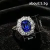 Yanbai Más Vendido Anillo de Zirconia Zafiro Forma de Huevo Lujo Ligero Lujo Ajuste Pavé Anillo para Mujer Moda Temperamento Joyería de Mano Versátil