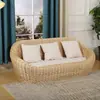 Silla Sofá Creativa de Mimbre y Ratán para Ocio Tatami Balcón Dormitorio Silla de Ratán Individual Doble Triple Asiento