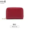 Porta tarjetas de organza de cuero de vaca de capa superior para mujer con protección RFID antirrobo, Porta tarjetas para mujer, Bolso de identificación para hombre, Billetera pequeña multifuncional con cremallera