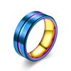 Joyería nueva simple 2022 Anillo dominante biselado con ranuras sombreado de color oro negro fabricantes de origen