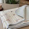 Funda de edredón de algodón puro de doble cara, Cubre cama para todas las estaciones, Juego de tres piezas de sábana de algodón acolchado Tatami con diseño floral de dibujos animados