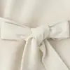 AliExpress Transfronteiriço Mais Vendido 2026 Primavera Novo Versátil Casual Gola V Decoração com Cinto Cintura Marcada Casaco de Lã Dupla Face