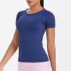 Nueva Camiseta Deportiva de Manga Corta con Cuello Redondo para Mujer Transfronteriza Top para Correr y Fitness Amigable con la Piel Ajustado Transpirable Yoga Manga Corta