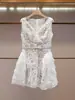 Vestido Chaleco de Encaje Floral sin Mangas de Verano Nuevo Estilo Francés Elegante Ropa Fina para Mujer de Shenzhen