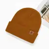 Novo Chapéu de Tricô Masculino Amazon Outono e Inverno com Etiqueta de Couro com Letras, Gorro Quente para Uso Externo Transfronteiriço, Chapéu de Lã da Moda Feminino
