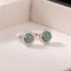 Brincos de Prata 925 Esterlina Yuebao Jewelry com Jade Natural e Zircônia Redonda, Moda de Alto Padrão, Nicho, Personalizáveis