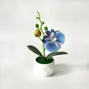 Nuevo Macetero en Forma de Diamante con 1 Flor y 1 Capullo, Orquídea Mariposa Artificial, Decoración Nórdica para Sala de Estar del Hogar, Planta Verde Artificial Bonsái, En Stock