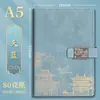 Cuaderno A5 Cultural y Creativo Guochao Personalizable con Logo Hebilla Magnética de Montaña y Río Bloc de Notas Engrosado Juego de Caja de Regalo