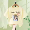 Pulôver Infantil de Gola Redonda Camiseta Confortável e Respirável para Meninas Tops Camiseta de Manga Curta Verão Novo Estilo para Crianças Médias e Grandes