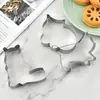 Conjunto de 5 Peças de Anel Moldador para Biscoitos de Gato e Mousse em Aço Inoxidável Ferramenta de Pressionar Fondant para Assar DIY com Relevo