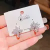 2026 Pendientes de Flor con Lazo de Moda de Plata de Alta Gama Estilo Coreano Pendientes de Lujo Ligero Accesorios