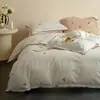 Conjunto de Roupa de Cama de Algodão Lavado Classe A para Bebês e Crianças Pequenas, com Borda Costurada e Bordado de Cerejas Pequenas, Conjunto de Lençol com Elástico e Capa de Edredom 100% Algodão Puro 4