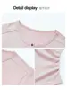 K6302 Camiseta de Manga Larga con Cuello Henley y Botones a Presión Estilo Coreano para Mujer Otoño Temprano Ajustada con Cintura Fruncida Adelgazante Base de Algodón