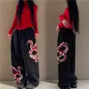 Calça Esportiva Casual Solta com Estampa de Nicho para Dança de Rua Hip-Hop Americano Feminina 2024 Novo Design