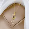[Acero de Titanio] Luz de Proyección con Borla de Luna Estilo Lujoso Hermoso Collar Totalmente de Diamantes para Mujer Cadena para Clavícula Más Fácil de Combinar Acero de Titanio