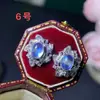 Aretes de plata de ley con incrustaciones de piedra lunar azul natural para mujer parte superior súper excelentes parte inferior de plata de ley hipoalergénicos sin decoloración
