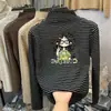 Camiseta de Felpa de Manga Larga para Niña Otoño/Invierno Ropa Infantil 2026 Nuevo Estilo Cuello Medio Alto Prenda Base Top Rayado para Niños Medianos y Grandes