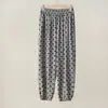 Calças de Viscose de Verão em Estoque para Mulheres, Calças Finas de Perna Larga, Calças Cropped de Algodão Artificial, Calças Lanterna, Roupa Feminina de Verão, Tamanho Plus